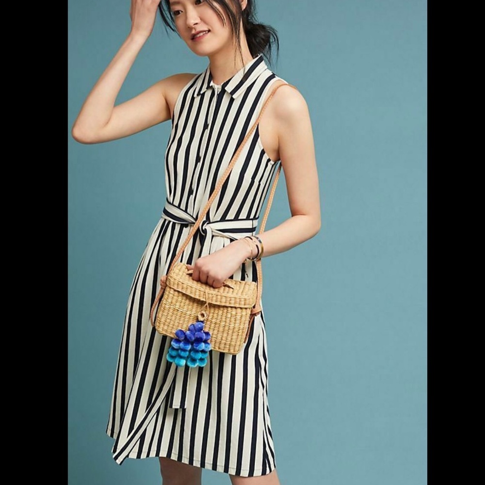 Anthropologie Maeve Striped Collar Dress XS